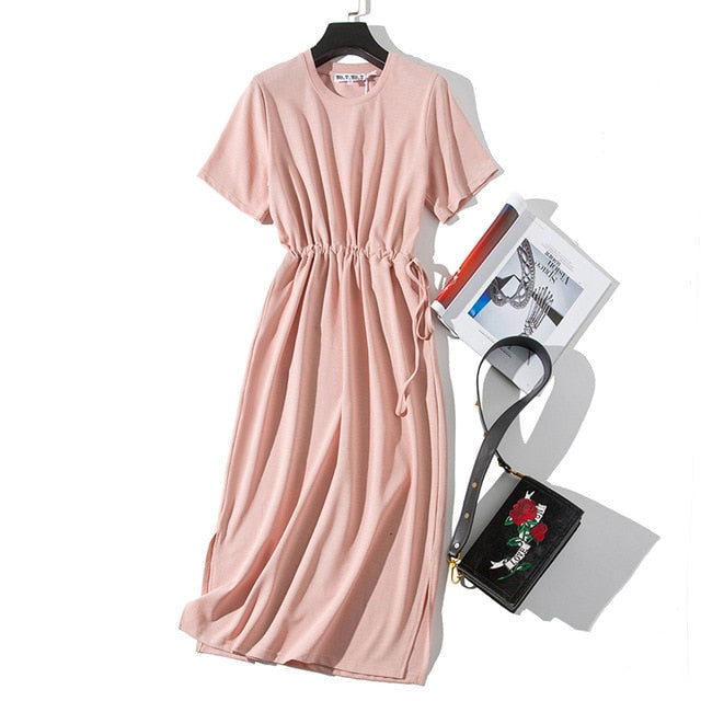 WOTWOY Cotton-Blend Casual Dress - Mid-Calf Summer Ease