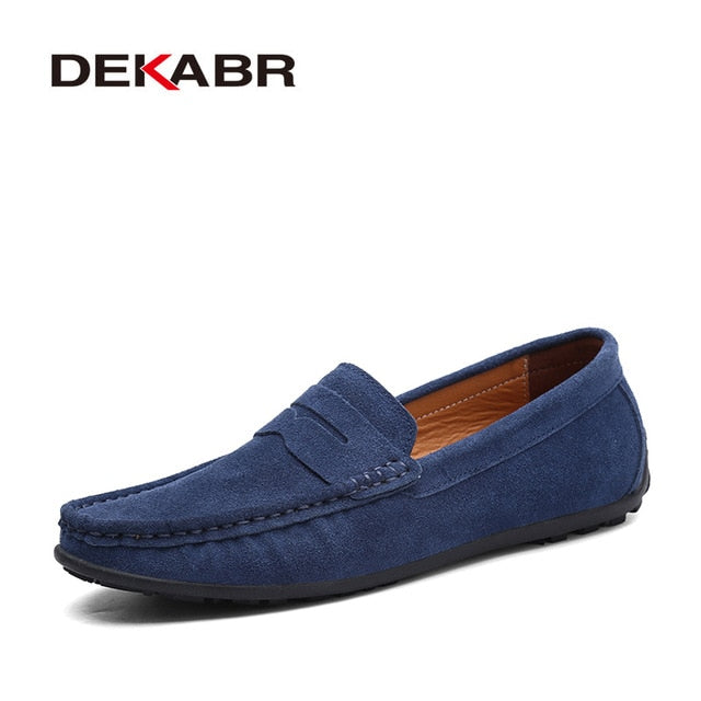 DEKABR Men’s Leather Slip-On Moccasins – Lightweight Comfort Loafers