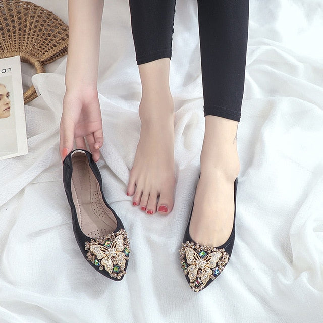VANGULL Women's Crystal Flats - Sustainable Glamour & Comfort