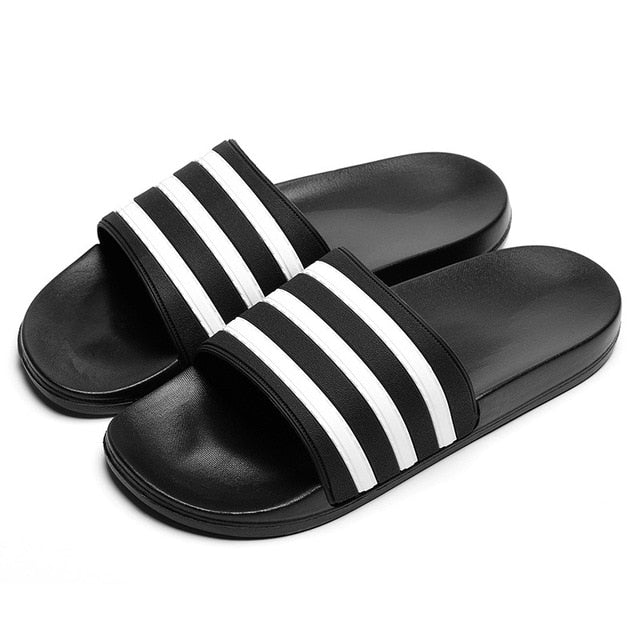 Unisex Soft EVA Slippers with Black and White Stripes