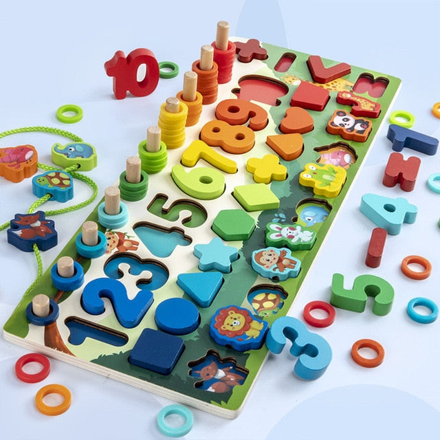 Wooden Montessori Shape Puzzle for Kids Early Math Learning