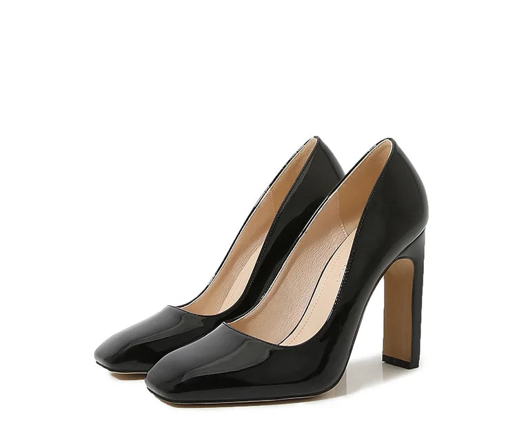 Elegant Black Patent Leather Heels - Style & Comfort Combined