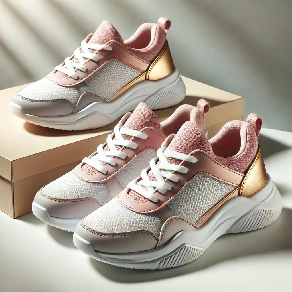Blush Glow Rose Gold Sneakers with Metallic Accent and Platform