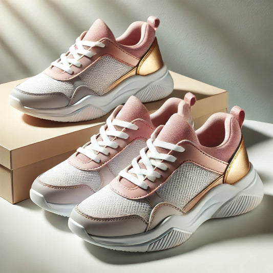 Blush Glow Rose Gold Sneakers with Metallic Accent and Platform