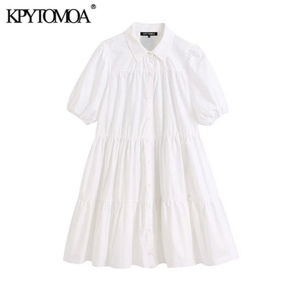 Ruffled White Mini Dress - Vintage Charm Meets Modern Chic