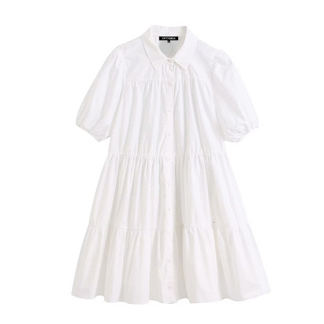 Ruffled White Mini Dress - Vintage Charm Meets Modern Chic