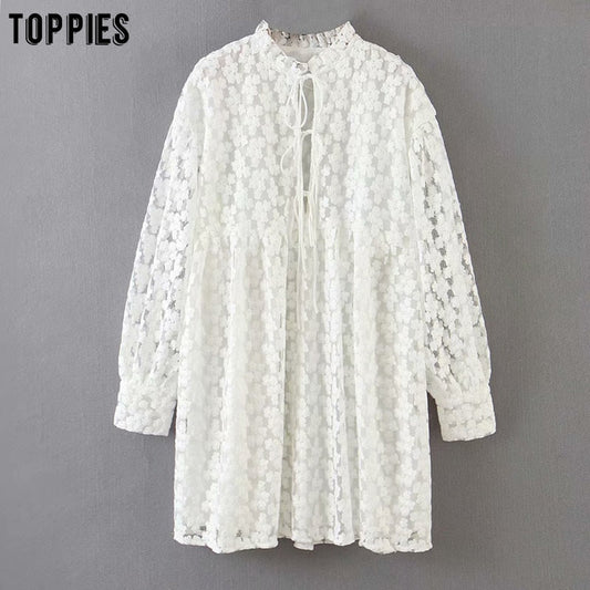 White Embroidery Lace Mini Dress - Timeless Elegance for Every Occasion