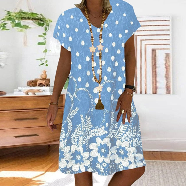 Daisy Polka Dot V-Neck A-Line Dress - Effortless Chic for Summer Days