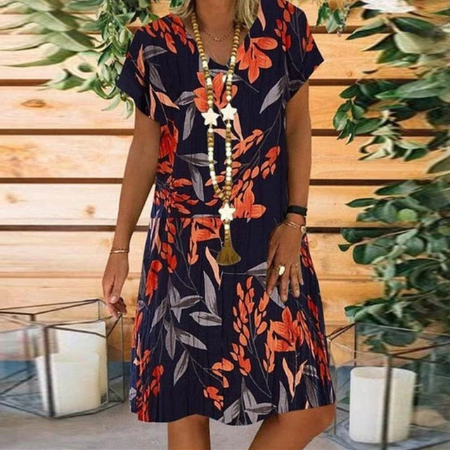 Daisy Polka Dot V-Neck A-Line Dress - Effortless Chic for Summer Days