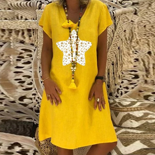 Daisy Polka Dot V-Neck A-Line Dress - Effortless Chic for Summer Days