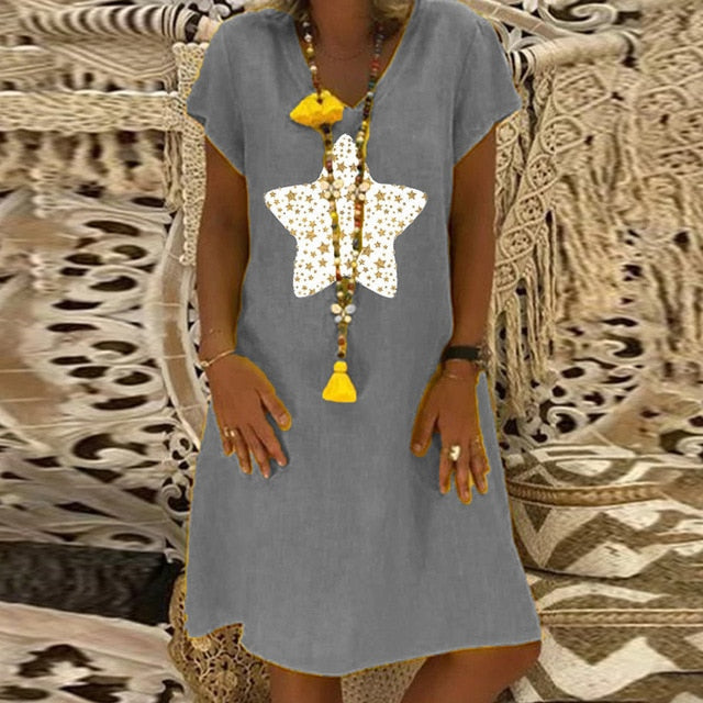 Daisy Polka Dot V-Neck A-Line Dress - Effortless Chic for Summer Days