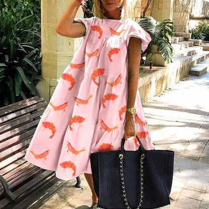 Women's Elegant Daisy Print Dress with Playful Sleeves - Summer Delight