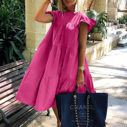 Women's Elegant Daisy Print Dress with Playful Sleeves - Summer Delight