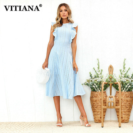 VITIANA Sleeveless Lace Dress - Timeless Elegance for Every Occasion