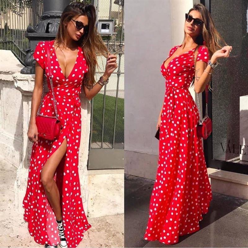 Chic Polka Dot Boho Maxi Dress - Effortless Summer Elegance