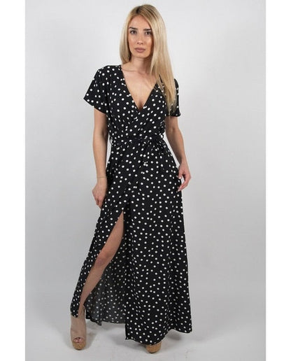 Chic Polka Dot Boho Maxi Dress - Effortless Summer Elegance