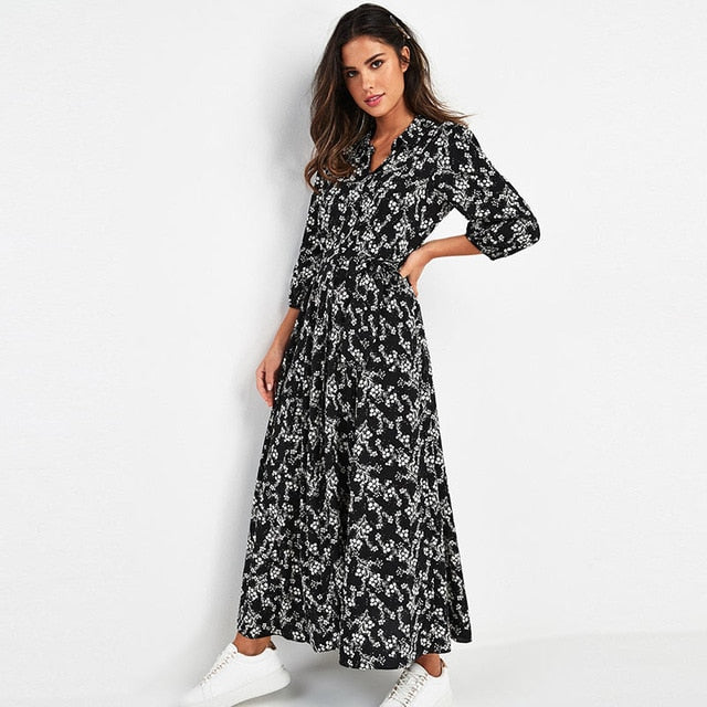 Vintage Floral Print Maxi Dress - Timeless Elegance for Every Occasion