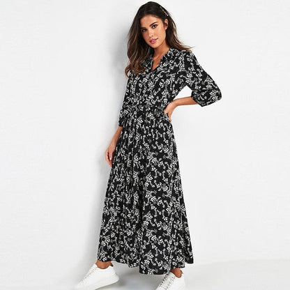 Vintage Floral Print Maxi Dress - Timeless Elegance for Every Occasion