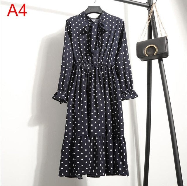 Chiffon Shirt Dress - Vintage Elegance & Autumn Comfort