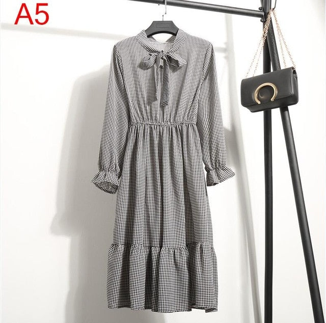 Chiffon Shirt Dress - Vintage Elegance & Autumn Comfort