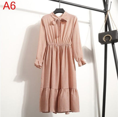 Chiffon Shirt Dress - Vintage Elegance & Autumn Comfort
