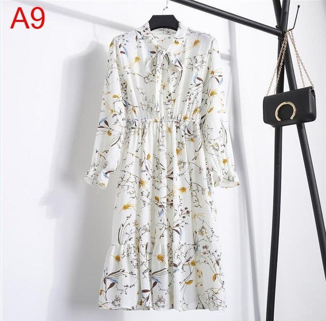 Chiffon Shirt Dress - Vintage Elegance & Autumn Comfort