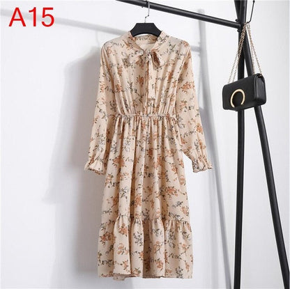 Chiffon Shirt Dress - Vintage Elegance & Autumn Comfort