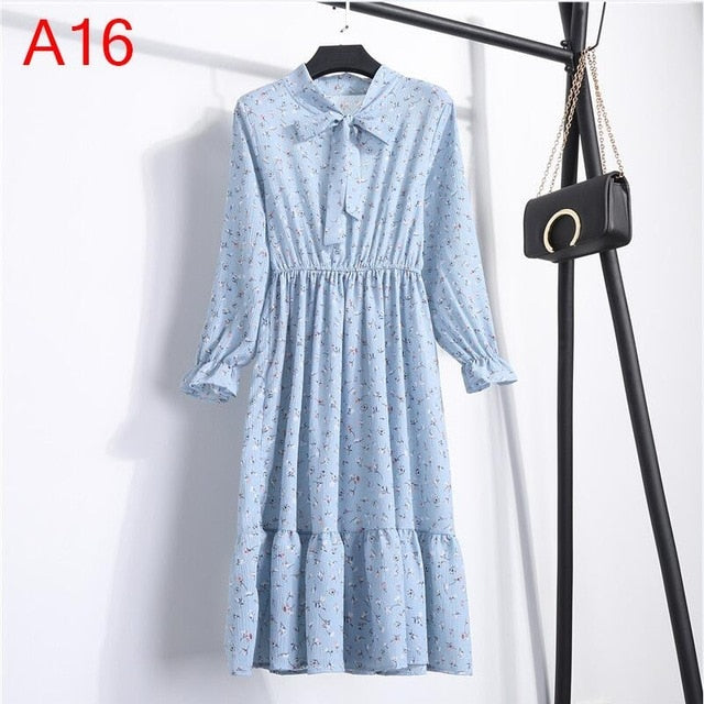 Chiffon Shirt Dress - Vintage Elegance & Autumn Comfort
