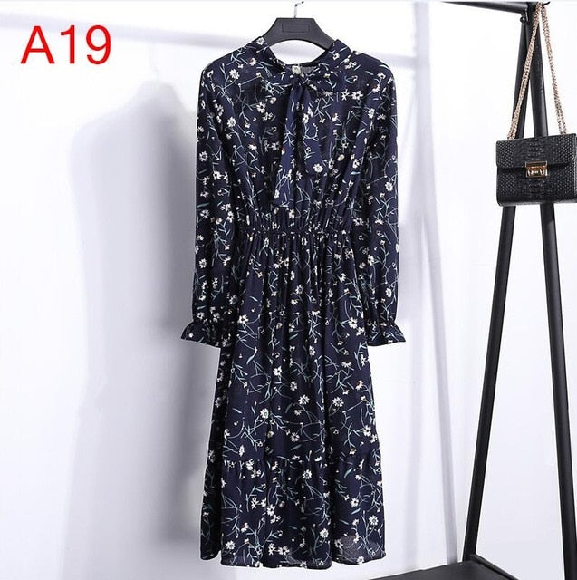 Chiffon Shirt Dress - Vintage Elegance & Autumn Comfort
