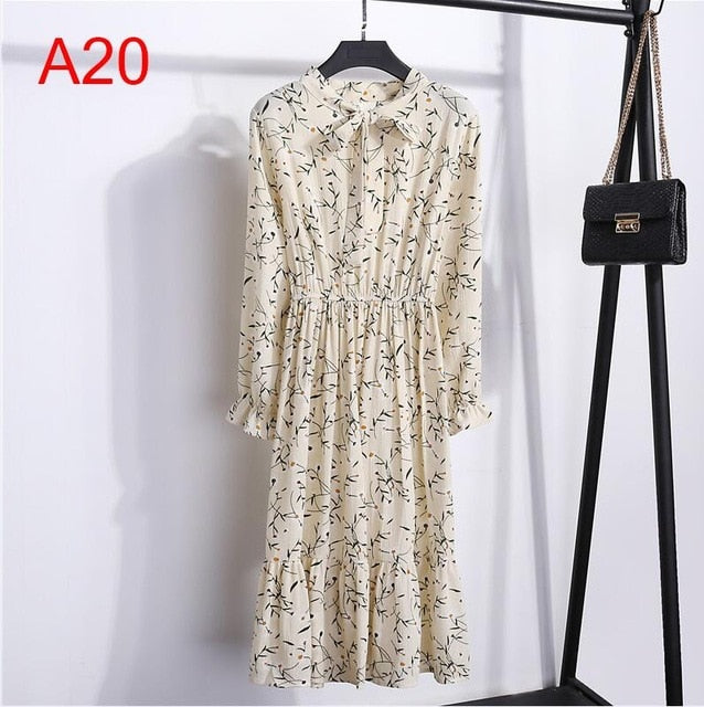 Chiffon Shirt Dress - Vintage Elegance & Autumn Comfort