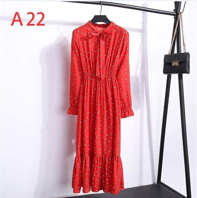 Chiffon Shirt Dress - Vintage Elegance & Autumn Comfort