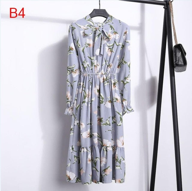 Chiffon Shirt Dress - Vintage Elegance & Autumn Comfort
