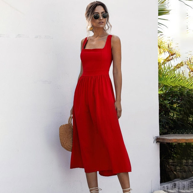Backless Casual Midi Sundress - Effortless Elegance for Modern Women