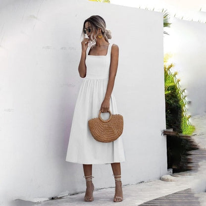 Backless Casual Midi Sundress - Effortless Elegance for Modern Women