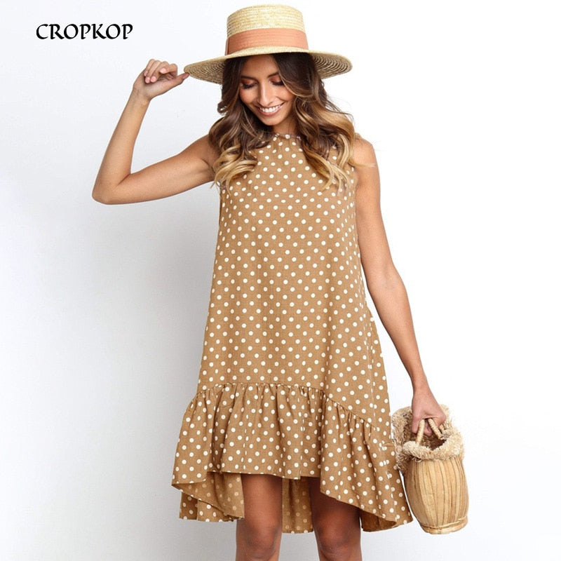 Polka Dot Sleeveless Mini Dress - Effortless Summer Playfulness