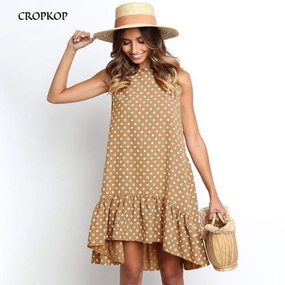 Polka Dot Sleeveless Mini Dress - Effortless Summer Playfulness