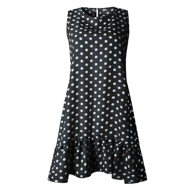 Polka Dot Sleeveless Mini Dress - Effortless Summer Playfulness