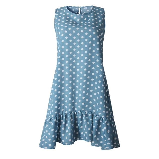 Polka Dot Sleeveless Mini Dress - Effortless Summer Playfulness