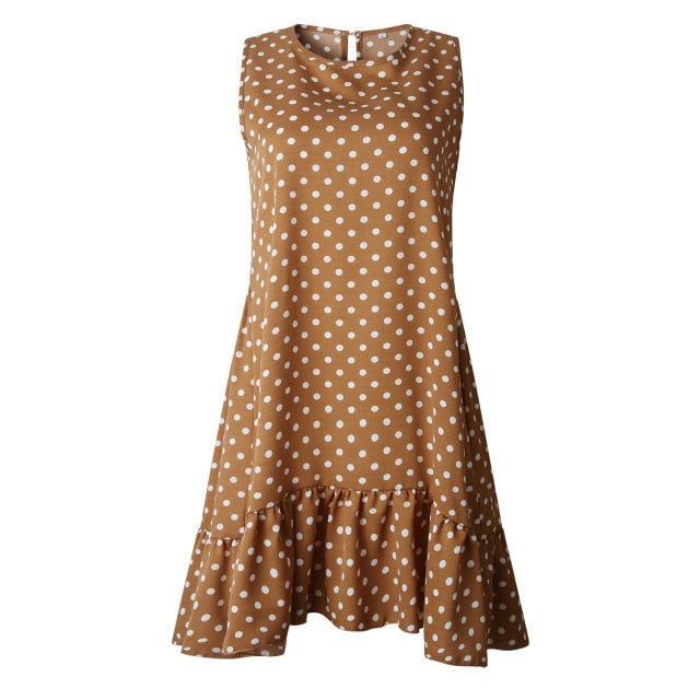 Polka Dot Sleeveless Mini Dress - Effortless Summer Playfulness