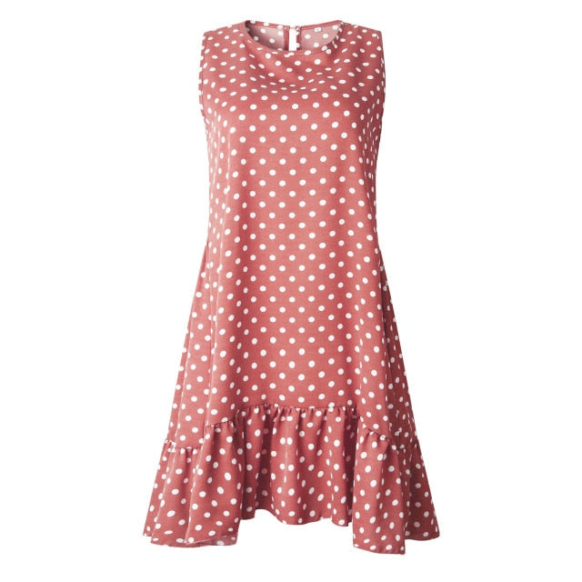 Polka Dot Sleeveless Mini Dress - Effortless Summer Playfulness