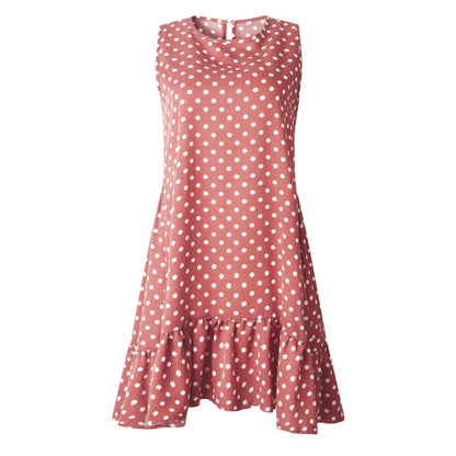 Polka Dot Sleeveless Mini Dress - Effortless Summer Playfulness