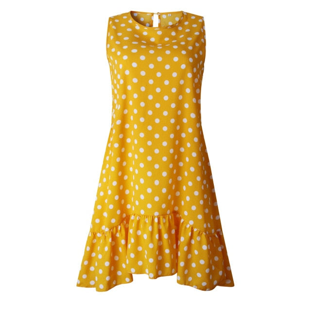 Polka Dot Sleeveless Mini Dress - Effortless Summer Playfulness