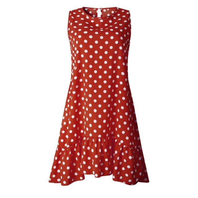 Polka Dot Sleeveless Mini Dress - Effortless Summer Playfulness