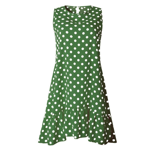 Polka Dot Sleeveless Mini Dress - Effortless Summer Playfulness