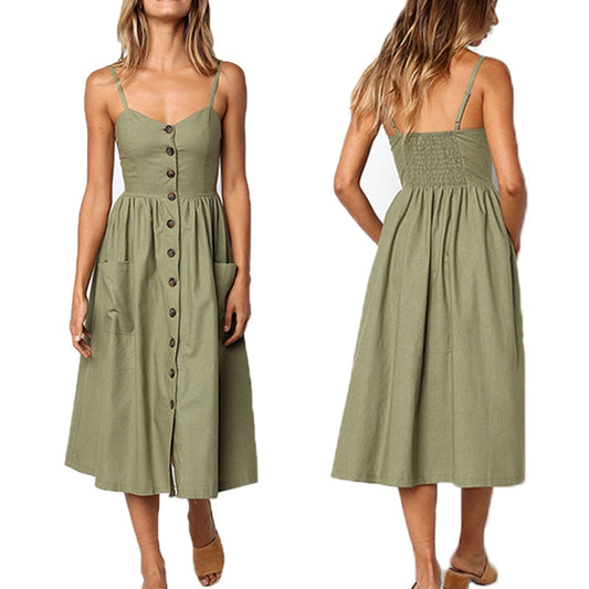 Vintage Sundress - Backless Elegance with Classic Charm