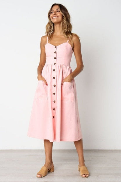 Vintage Sundress - Backless Elegance with Classic Charm