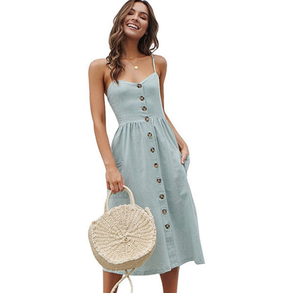 Vintage Sundress - Backless Elegance with Classic Charm
