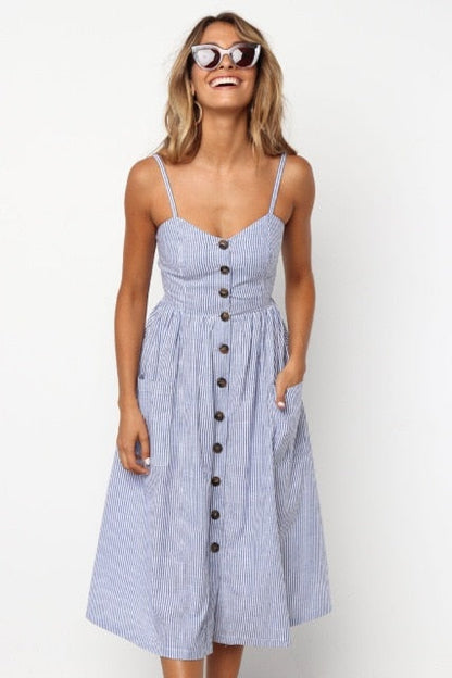 Vintage Sundress - Backless Elegance with Classic Charm