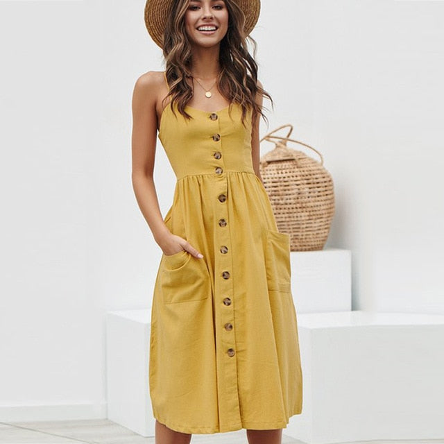 Vintage Sundress - Backless Elegance with Classic Charm