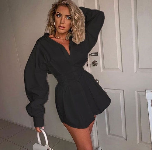 Chic V-Neck Mini Dress - Elegance for Autumn Parties